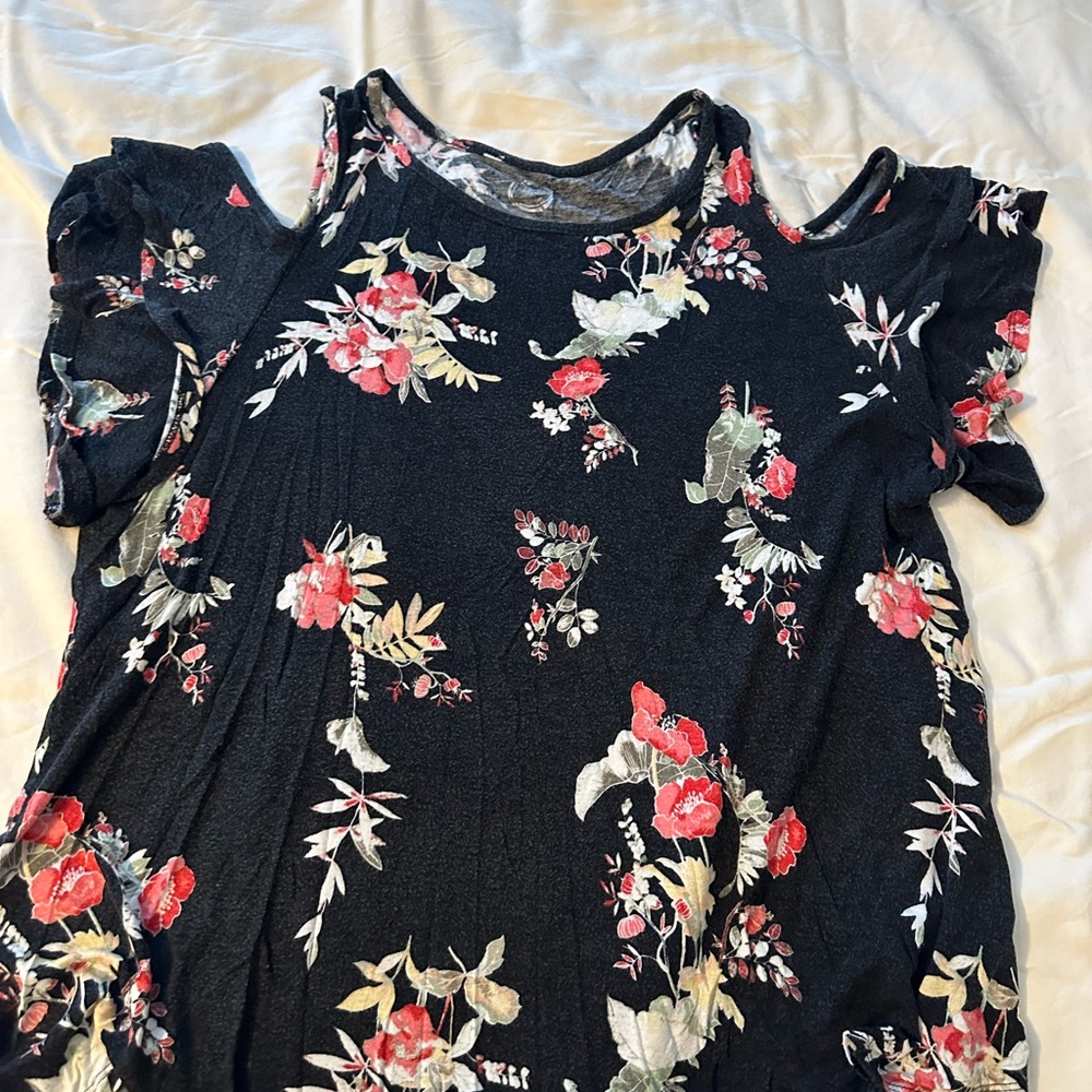 Maurices Black Floral Cut Out Blouse